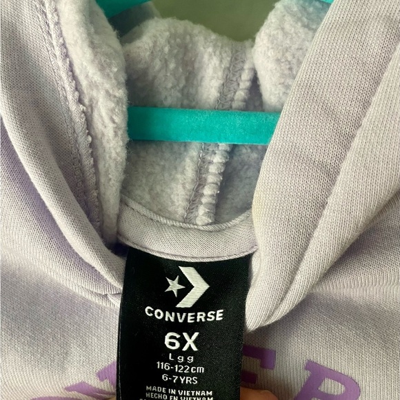 Converse Hoodie Girls Size 6X Purple Overdye Chuck All Star Sweatshirt Pullover - Picture 4 of 7